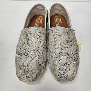 Toms Women's Classic Canvas, Silver Lace Glitz